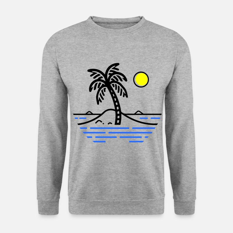Palmen Insel - Unisex Pullover - Weißgrau meliert