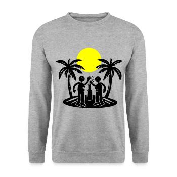 Boire à la fête sur la plage de l’île - Sweat-shirt Unisexe - gris chiné - Devant - Alina (178cm) & Michal (187cm)