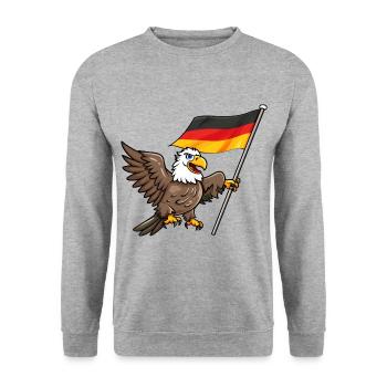 Deutschland Adler Germany Flag Eagle - Unisex Pullover - Weißgrau meliert - Vorne - Alina (178cm) & Michal (187cm)