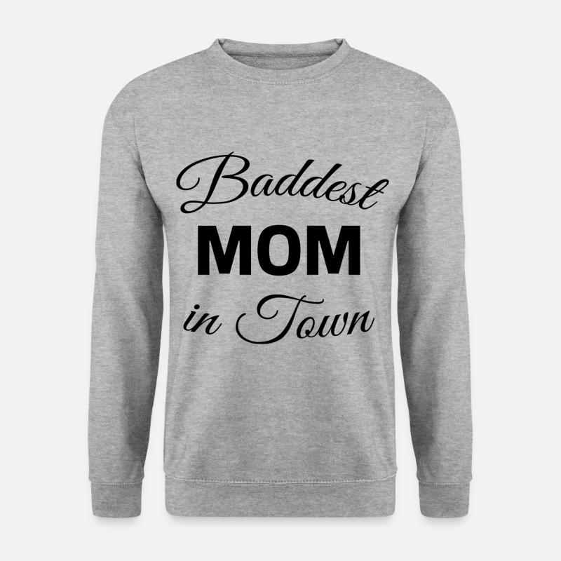 Baddest Mom in Town - Unisex Pullover - Weißgrau meliert