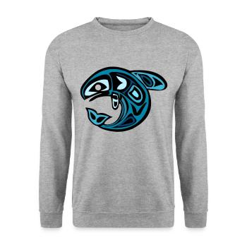 Wal - Unisex Pullover - Weißgrau meliert - Vorne - Alina (178cm) & Michal (187cm)