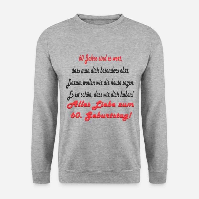 60Jahre Geburtstag - Unisex Pullover - Weißgrau meliert