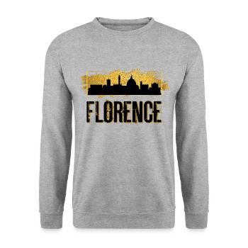 Florence Italie Ville Skyline Patrie Amour Or - Sweat-shirt Unisexe - gris chiné - Devant - Alina (178cm) & Michal (187cm)