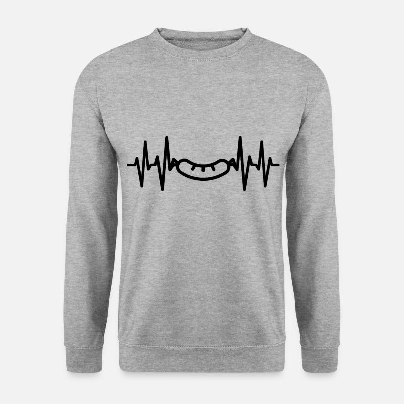Wurst Herzschlag Fleischliebhaber - Unisex Pullover - Weißgrau meliert