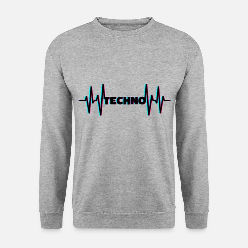 TECHNO Herzschlag DJ Musik Tanzen Party - Unisex Pullover - Weißgrau meliert