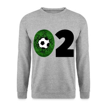 Fussball Trikot Nummer 02 - Unisex Pullover - Weißgrau meliert - Vorne - Alina (178cm) & Michal (187cm)