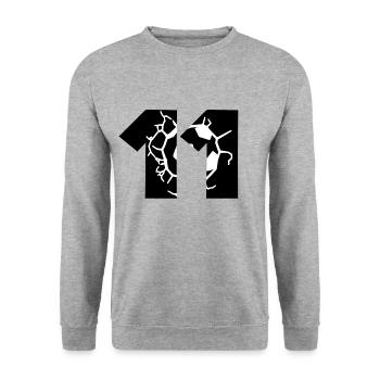 Football jersey number 11 - Unisex Sweatshirt - salt & pepper - Front - Alina (178cm) & Michal (187cm)