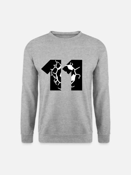 Fussball Trikot Nummer 11 - Unisex Pullover - Weißgrau meliert