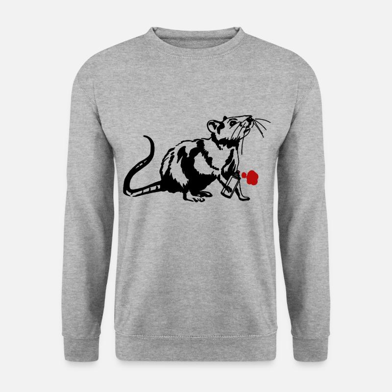 Street Art Ratte mit Graffiti Can - Unisex Pullover - Weißgrau meliert
