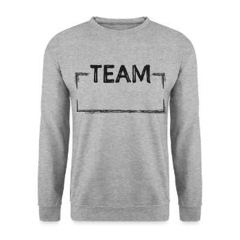 Team - Insert your text - Unisex Sweatshirt - salt & pepper - Front - Alina (178cm) & Michal (187cm)
