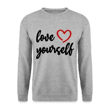 love yourself Heart Motivation Love - Unisex Sweatshirt - salt & pepper - Front - Alina (178cm) & Michal (187cm)