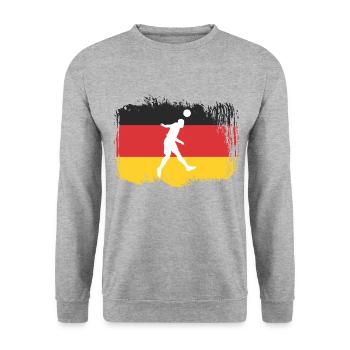 Football Germany Sports - Unisex Sweatshirt - salt & pepper - Front - Alina (178cm) & Michal (187cm)