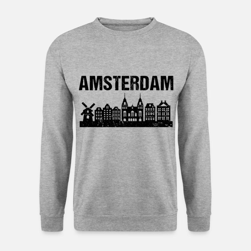Amsterdam Skyline Stadt - Unisex Pullover - Weißgrau meliert