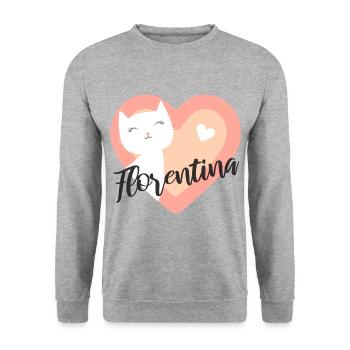 Florentina Nom Prénom Chaton - Sweat-shirt Unisexe - gris chiné - Devant - Alina (178cm) & Michal (187cm)