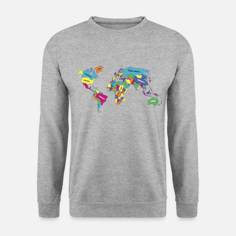 LGBT Pride Monat LGBTQ Weltkarte - Unisex Pullover - Weißgrau meliert