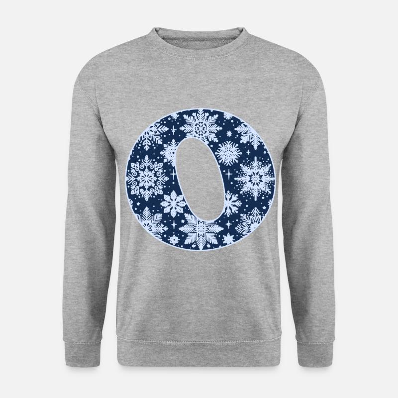 Buchstabe O Schneeflocken - Unisex Pullover - Weißgrau meliert