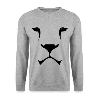 Lion - Sweat-shirt Unisexe - gris chiné - Devant - Alina (178cm) & Michal (187cm)