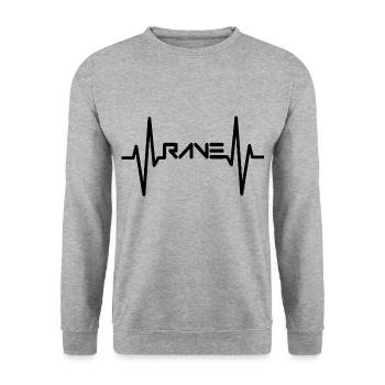 RAVE Herzschlag Raver Musik - Unisex Pullover - Weißgrau meliert - Vorne - Alina (178cm) & Michal (187cm)