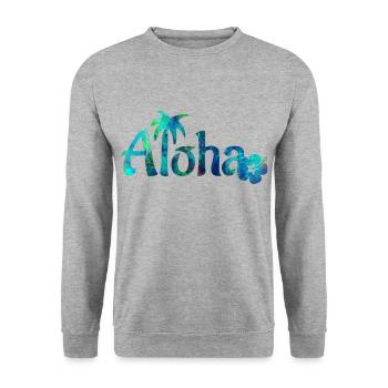 Aloha Beach Aquarell - Unisex Pullover - Weißgrau meliert - Vorne - Alina (178cm) & Michal (187cm)