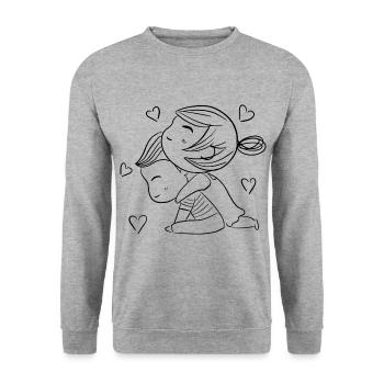 Deux amoureux / couple - Sweat-shirt Unisexe - gris chiné - Devant - Alina (178cm) & Michal (187cm)