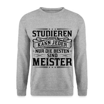 Handwerker Meister - Unisex Pullover - Weißgrau meliert - Vorne - Alina (178cm) & Michal (187cm)