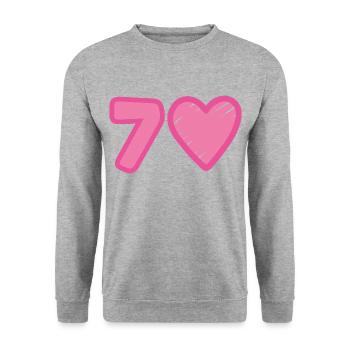 70th Birthday Heart - Unisex Sweatshirt - salt & pepper - Front - Alina (178cm) & Michal (187cm)