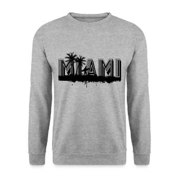 Miami Floride USA Surfeur Summer Beach Palmiers - Sweat-shirt Unisexe - gris chiné - Devant - Alina (178cm) & Michal (187cm)