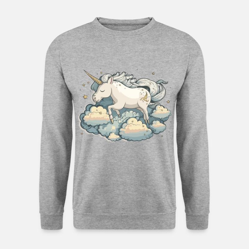 Das Wolkenreitende Einhorn - Unisex Pullover - Weißgrau meliert