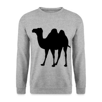 Kamel - Unisex Pullover - Weißgrau meliert - Vorne - Alina (178cm) & Michal (187cm)