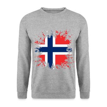 Norwegen Norge Norwegenflagge Splash - Unisex Pullover - Weißgrau meliert - Vorne - Alina (178cm) & Michal (187cm)