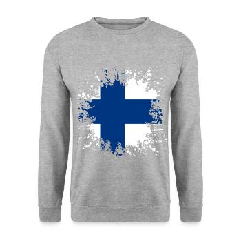 Finland flag Suomi lippu - Unisex Sweatshirt - salt & pepper - Front - Alina (178cm) & Michal (187cm)