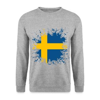 Sweden flag color splashes - Unisex Sweatshirt - salt & pepper - Front - Alina (178cm) & Michal (187cm)