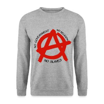 Anarchy, no religion, no government, no slaves - Unisex Sweatshirt - salt & pepper - Front - Alina (178cm) & Michal (187cm)