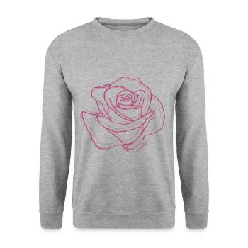 Rose rose - Sweat-shirt Unisexe - gris chiné - Devant - Alina (178cm) & Michal (187cm)