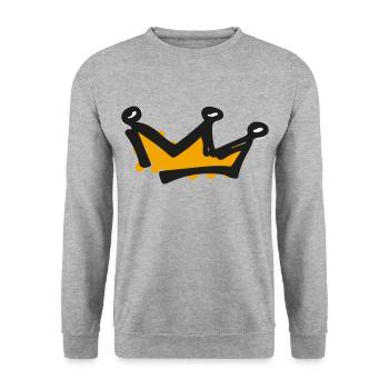 Crown Line Drawing - Unisex Sweatshirt - salt & pepper - Front - Alina (178cm) & Michal (187cm)