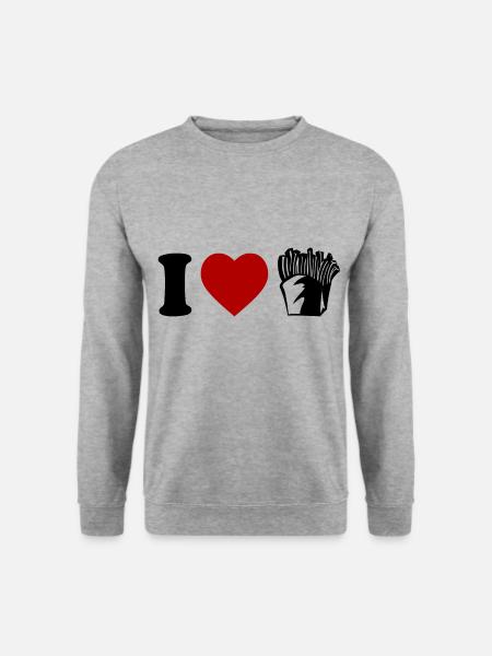 I Love Pommes Frites French Fries Lover - Unisex Pullover - Weißgrau meliert