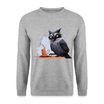L’intrus de la caféine - Sweat-shirt Unisexe - gris chiné - Devant - Alina (178cm) & Michal (187cm)