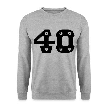 40e anniversaire - Sweat-shirt Unisexe - gris chiné - Devant - Alina (178cm) & Michal (187cm)
