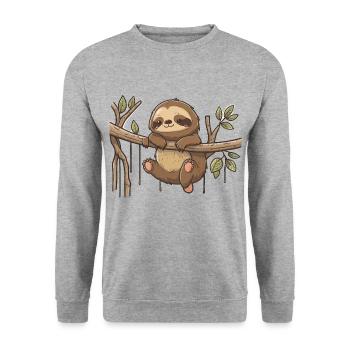 Faultier-Leben - Unisex Pullover - Weißgrau meliert - Vorne - Alina (178cm) & Michal (187cm)