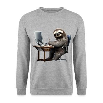 Office Sloth - Unisex Sweatshirt - salt & pepper - Front - Alina (178cm) & Michal (187cm)