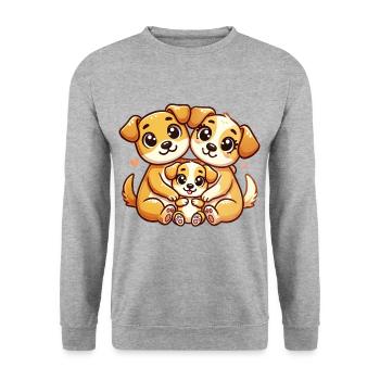 Chien aimant famille mère et père avec un enfant - Sweat-shirt Unisexe - gris chiné - Devant - Alina (178cm) & Michal (187cm)
