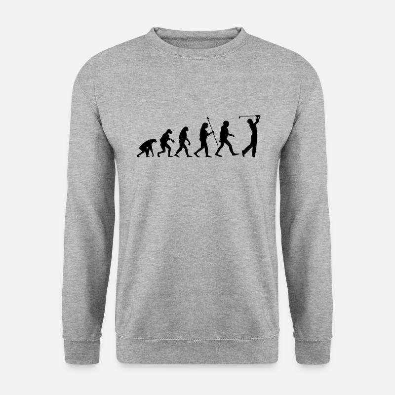 Evolution Golf spielen Golfer Golfschläger Sport - Unisex Pullover - Weißgrau meliert