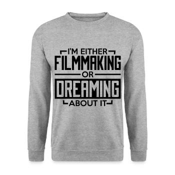 Filmklappe Film Filmemacher Kamera Regisseur - Unisex Pullover - Weißgrau meliert - Vorne - Alina (178cm) & Michal (187cm)