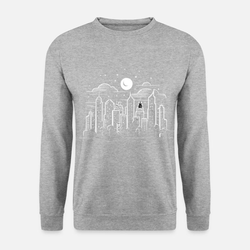 Nächtliches Stadtbild - Unisex Pullover - Weißgrau meliert