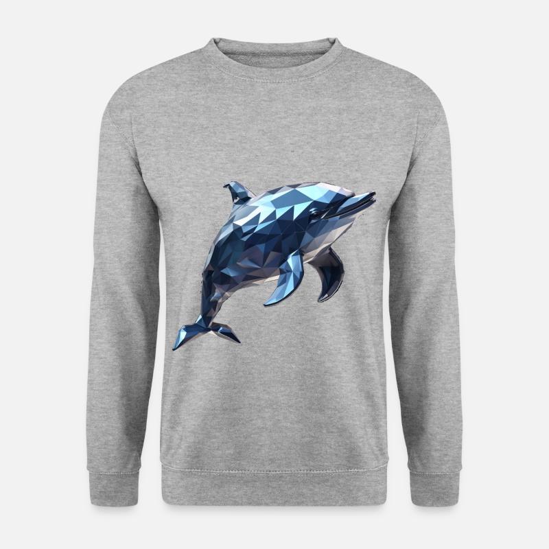 Geometric Style Dolphin - Unisex Pullover - Weißgrau meliert