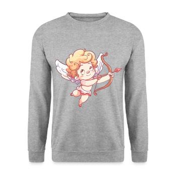 Ange Saint-Valentin Cupidon amoureux - Sweat-shirt Unisexe - gris chiné - Devant - Alina (178cm) & Michal (187cm)