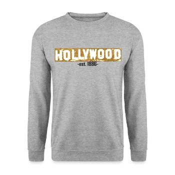 Hollywood - Unisex Pullover - Weißgrau meliert - Vorne - Alina (178cm) & Michal (187cm)