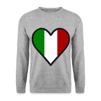 Heart Italy Flag Italian Italian Holiday - Unisex Sweatshirt - salt & pepper - Front - Alina (178cm) & Michal (187cm)