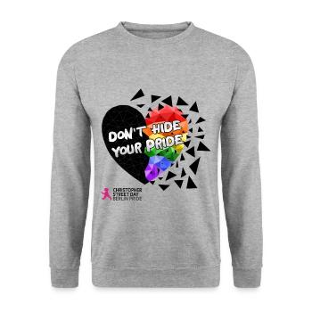 DON´T HIDE YOUR PRIDE - Unisex Pullover - Weißgrau meliert - Vorne - Alina (178cm) & Michal (187cm)