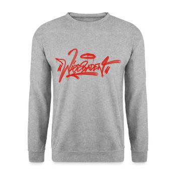 Wiesbaden Graffiti Tag - Unisex Pullover - Weißgrau meliert - Vorne - Alina (178cm) & Michal (187cm)